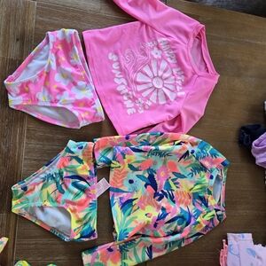 Cat & Jack Pink and Multicolor Kids Swim Rashguards